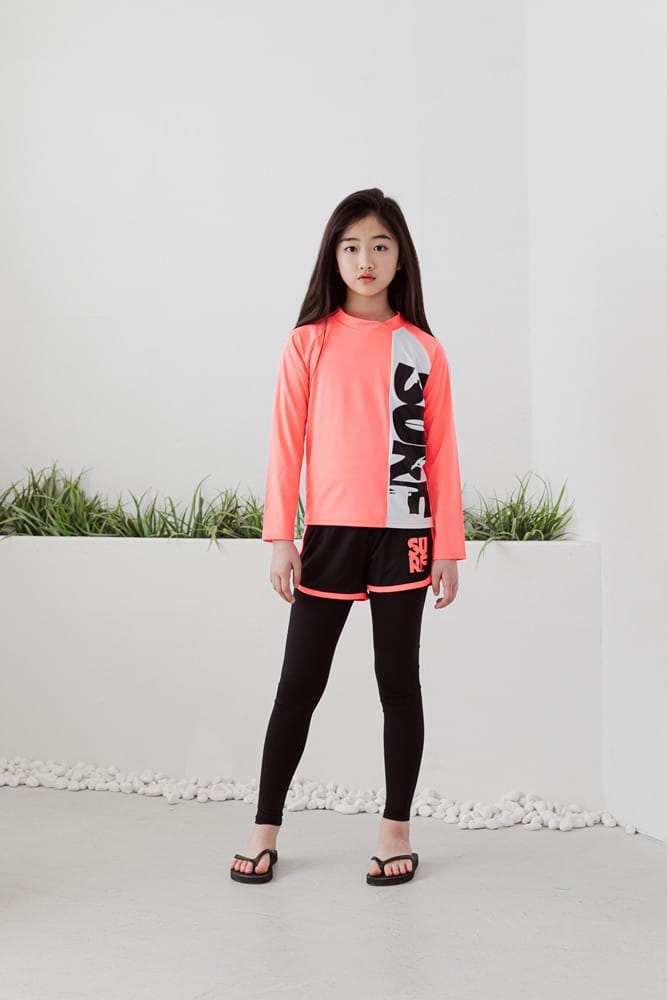 Dawon - Korean Children Fashion - #kidsshorts - Color Rash Top Bottom Set
