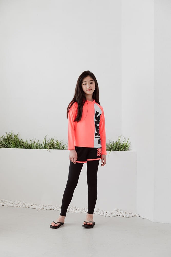 Dawon - Korean Children Fashion - #kidzfashiontrend - Color Rash Top Bottom Set - 3