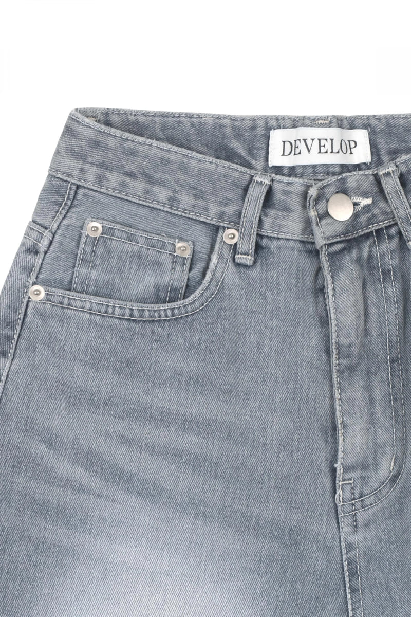 Develop - Korean Women Fashion - #momslook - 1164 Citrus Gray Wide Danim Pants - 3