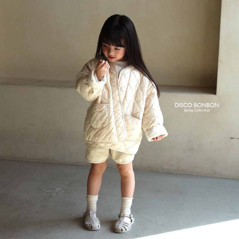 Disco Bonbon - Korean Children Fashion - #childofig - Beige Quilted Jumper - 6