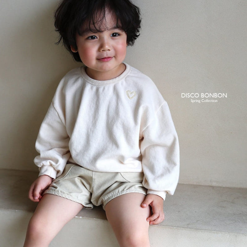 Disco Bonbon - Korean Children Fashion - #kidsshorts - Heart Embroidery Sweatshirt - 9