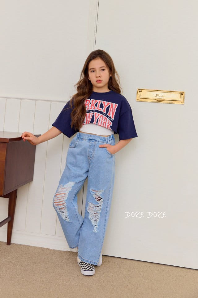 Dore Dore - Korean Children Fashion - #Kfashion4kids - Blue Clean Crop Tee - 10