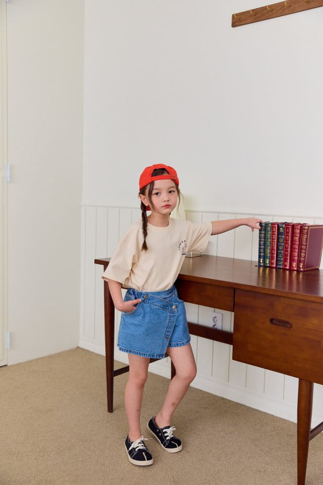 Dore Dore - Korean Children Fashion - #Kfashion4kids - Wrap Denim Skirt Shorts - 5