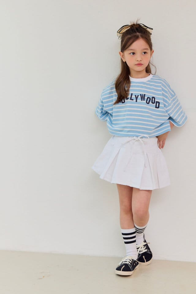 Dore Dore - Korean Children Fashion - #childrensboutique - Wrinkle Denim Flare Skirt Pants - 11
