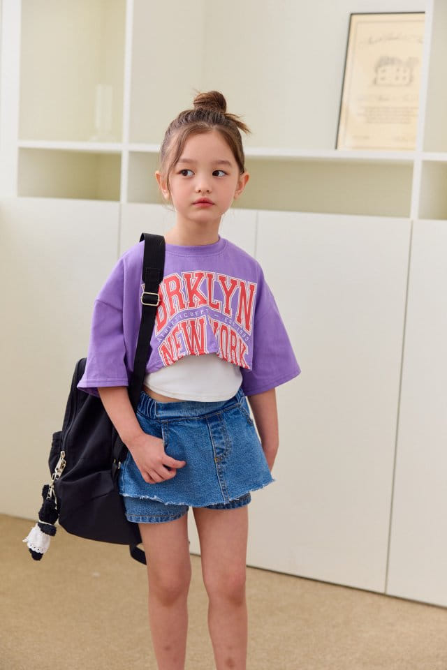 Dore Dore - Korean Children Fashion - #discoveringself - Blue Clean Crop Tee - 5