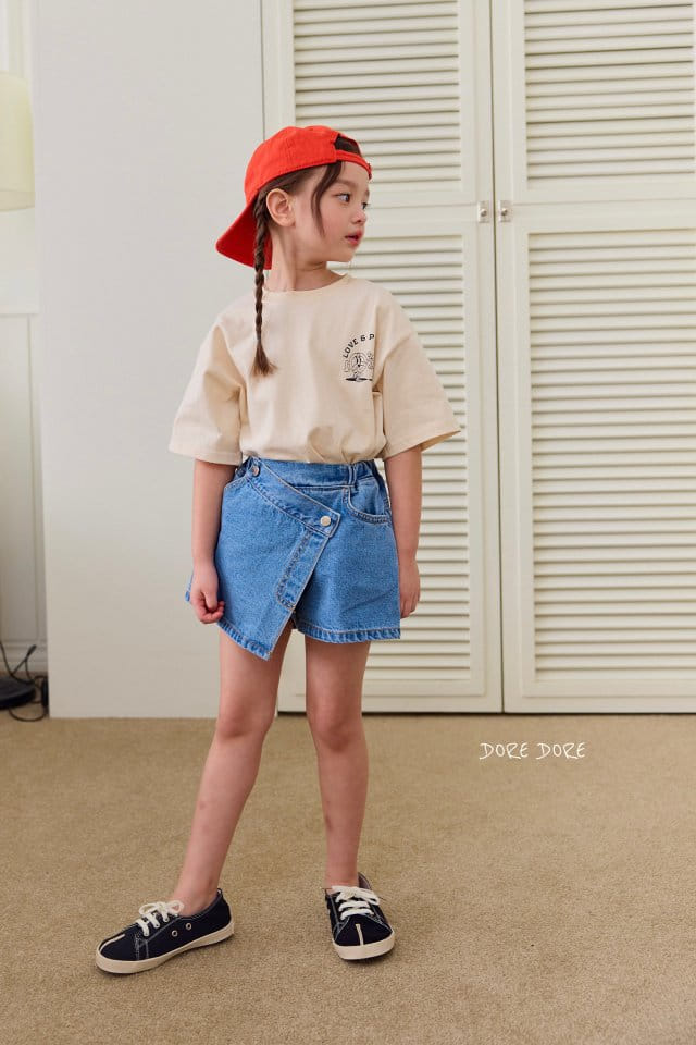 Dore Dore - Korean Children Fashion - #fashionkids - Wrap Denim Skirt Shorts