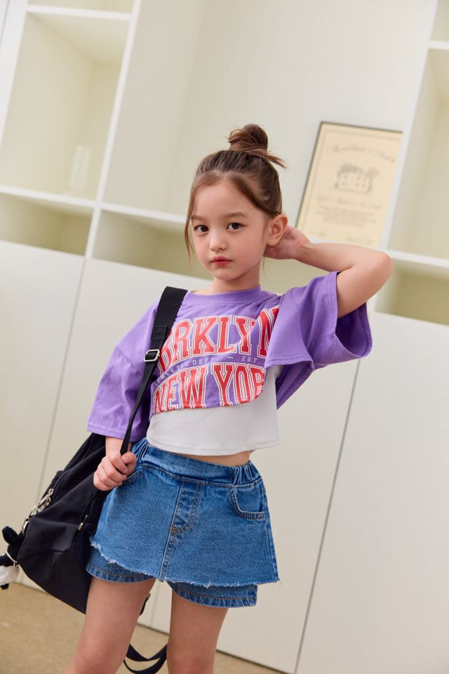 Dore Dore - Korean Children Fashion - #kidsshorts - Blue Clean Crop Tee - 7