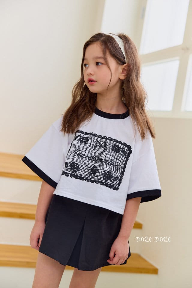 Dore Dore - Korean Children Fashion - #fashionkids - Lace Paint Crop Tee - 4