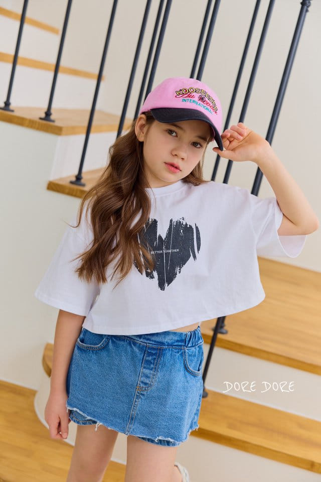 Dore Dore - Korean Children Fashion - #kidsshorts - Crack Heart Crop Tee - 2