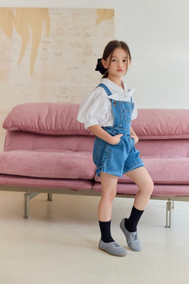 Dore Dore - Korean Children Fashion - #kidsshorts - Roll Up Dungarees Pants - 9