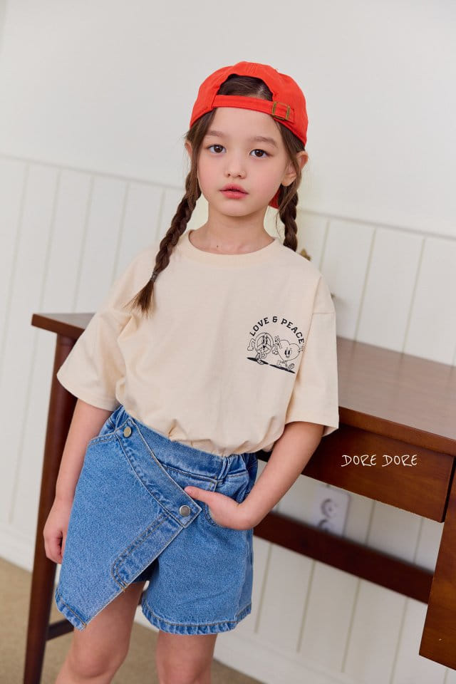 Dore Dore - Korean Children Fashion - #kidsshorts - Wrap Denim Skirt Shorts - 2