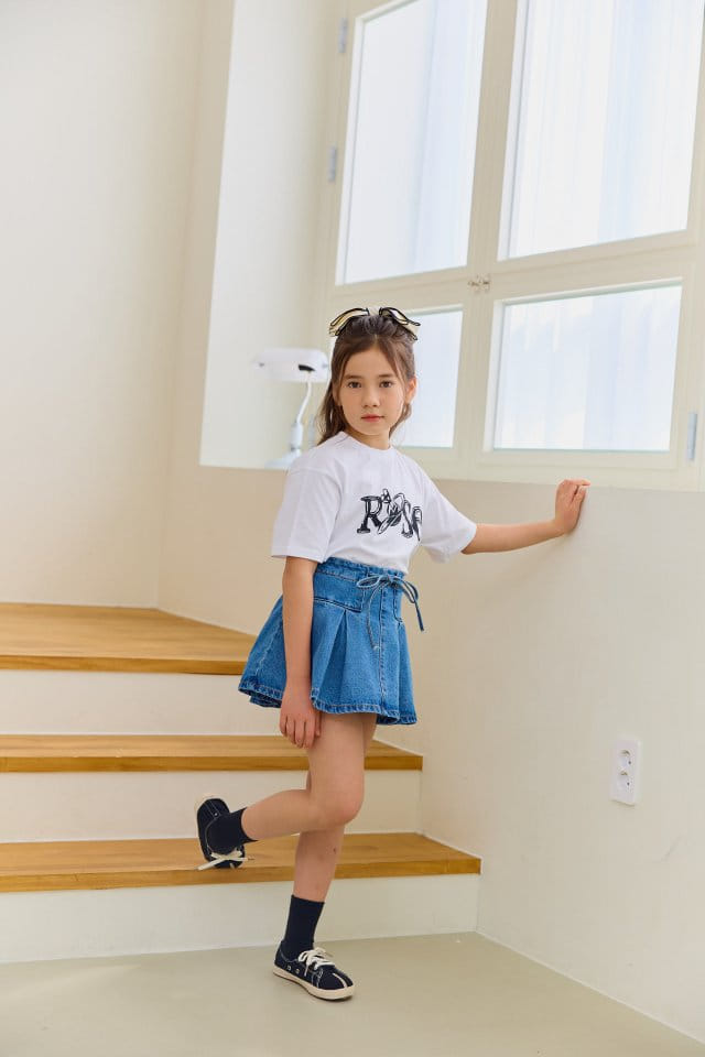 Dore Dore - Korean Children Fashion - #kidsstore - Wrinkle Denim Flare Skirt Pants - 2