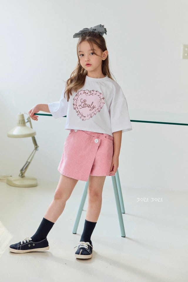 Dore Dore - Korean Children Fashion - #kidsshorts - Wrap Pink Skirt Shorts - 4