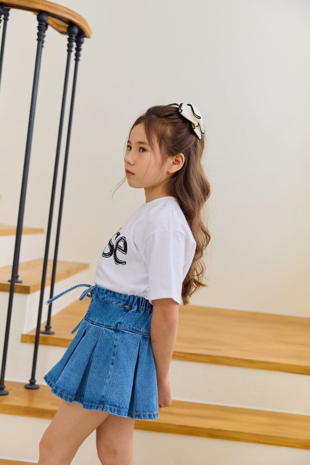 Dore Dore - Korean Children Fashion - #kidzfashiontrend - Wrinkle Denim Flare Skirt Pants - 3