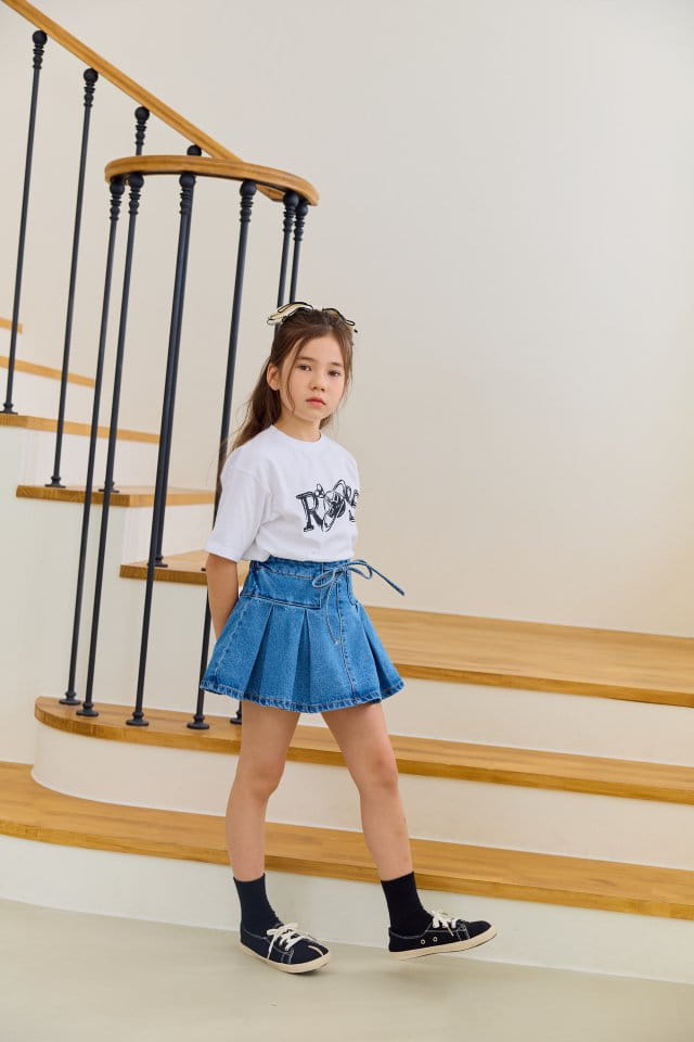 Dore Dore - Korean Children Fashion - #magicofchildhood - Wrinkle Denim Flare Skirt Pants - 6