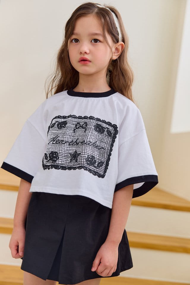 Dore Dore - Korean Children Fashion - #minifashionista - Lace Paint Crop Tee - 10