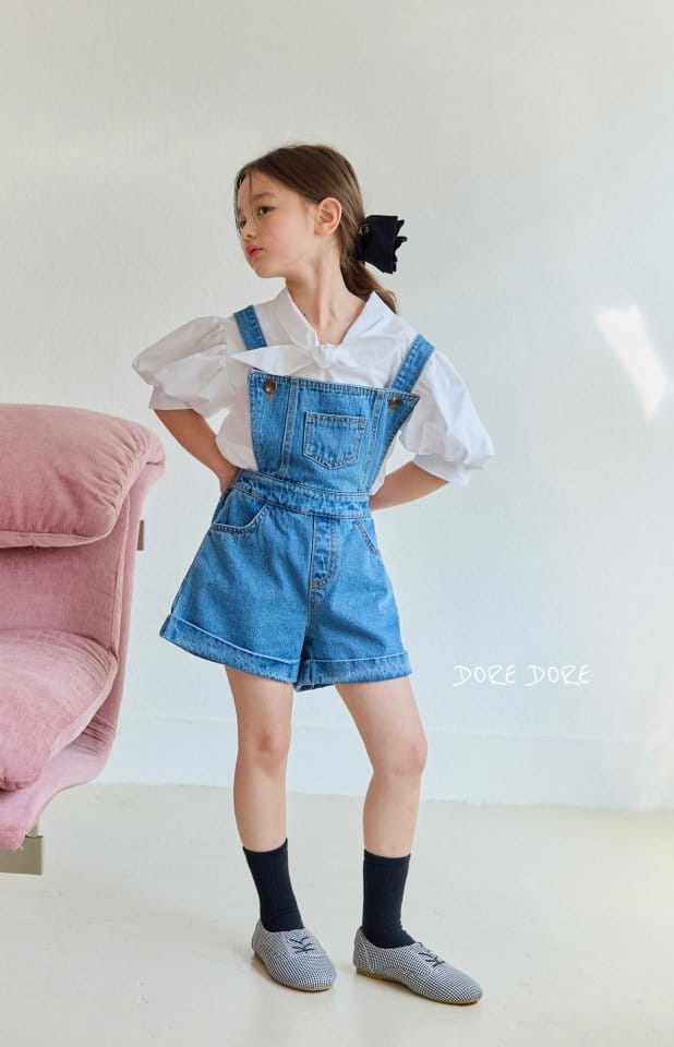 Dore Dore - Korean Children Fashion - #prettylittlegirls - Roll Up Dungarees Pants - 2