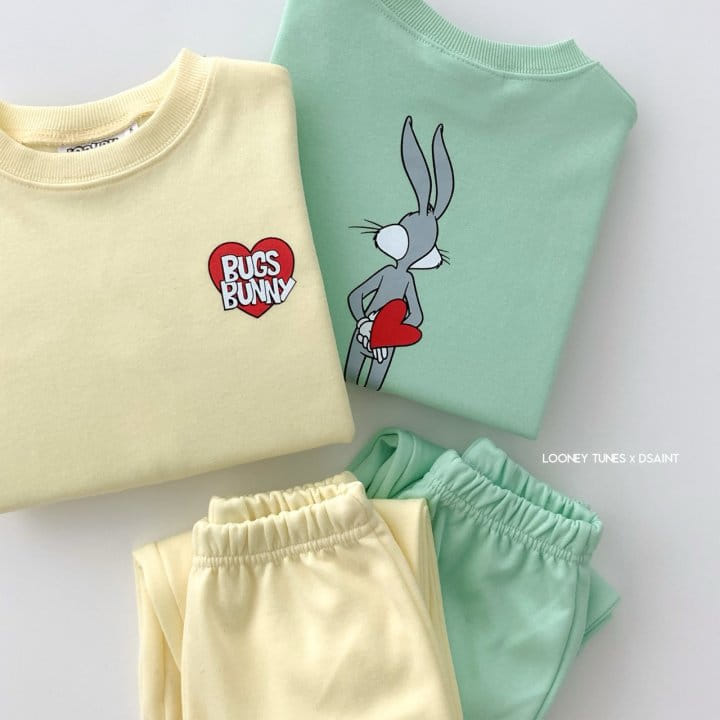 Dsaint - Korean Children Fashion - #discoveringself - Heart Bugs Bunny Top Bottom Set