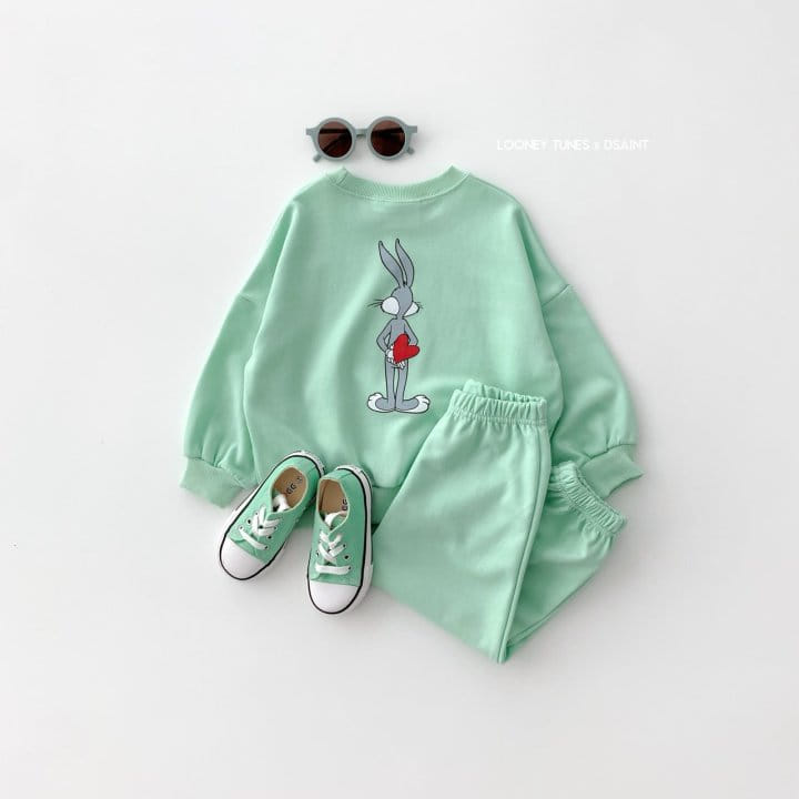 Dsaint - Korean Children Fashion - #littlefashionista - Heart Bugs Bunny Top Bottom Set - 7