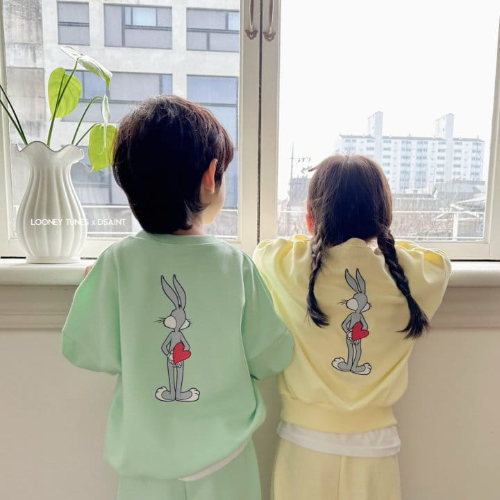 Dsaint - Korean Children Fashion - #minifashionista - Heart Bugs Bunny Top Bottom Set - 9