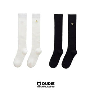 Dudie - Korean Children Fashion - #Kfashion4kids - Crown Long Socks 2type Set