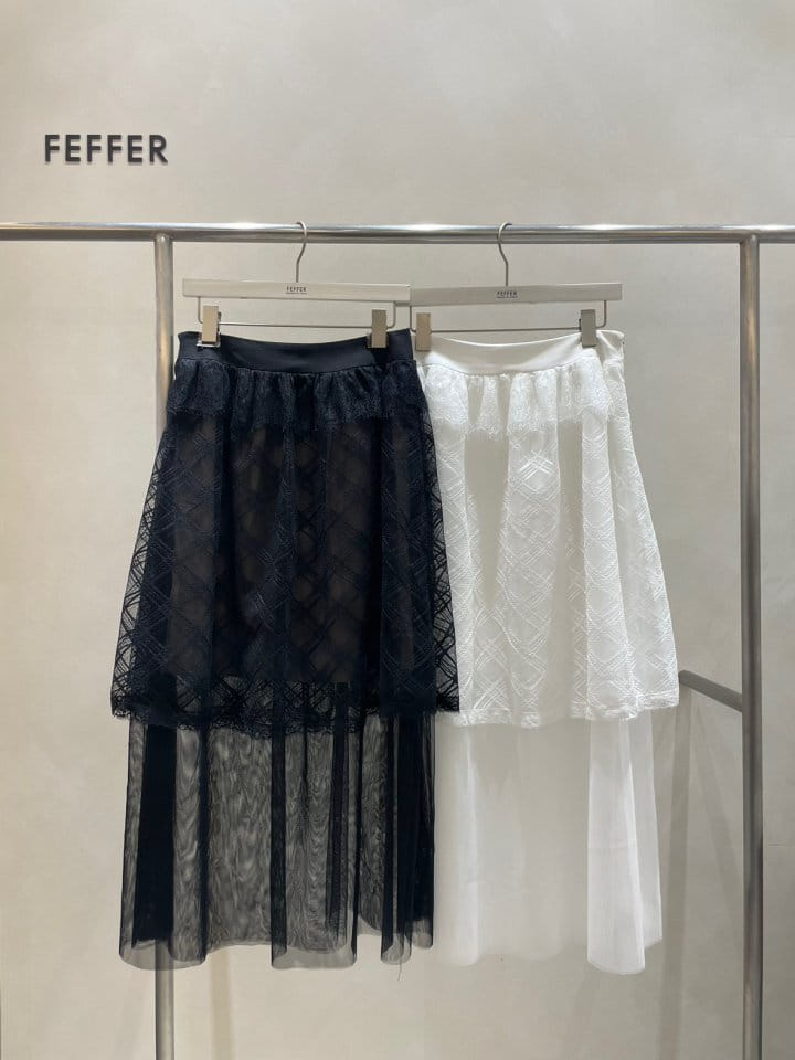 Feffer - Korean Women Fashion - #womensfashion - Check Mesh Skirt