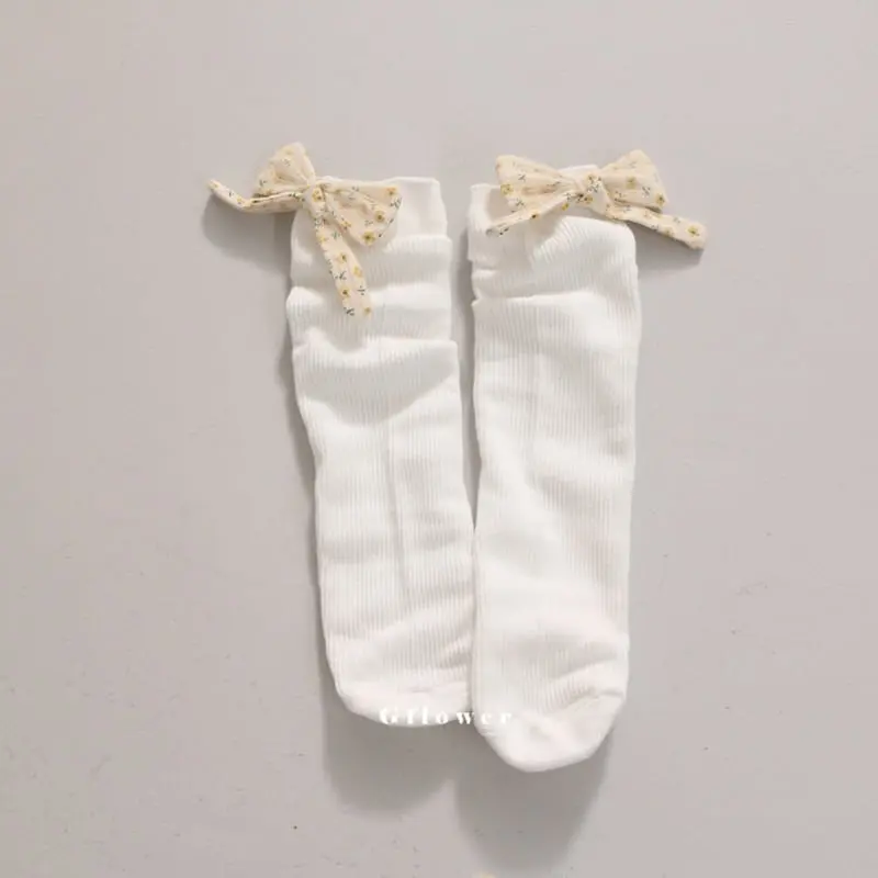 G Flower - Korean Children Fashion - #littlefashionista - Flower Rib Knee Socke - 6