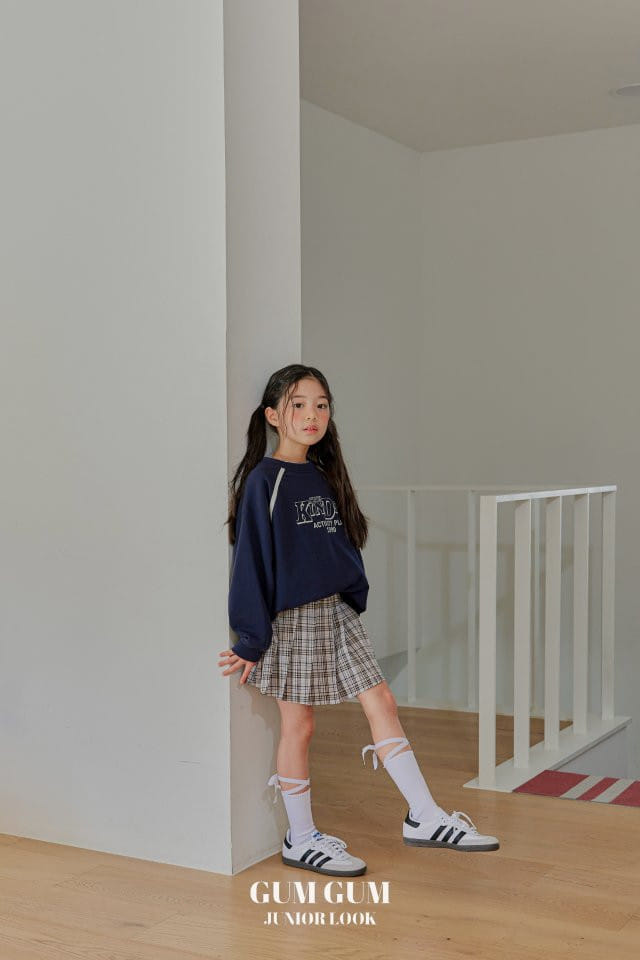 Gumgum - Korean Children Fashion - #kidzfashiontrend - Ell Check Wrinkle Skirt
