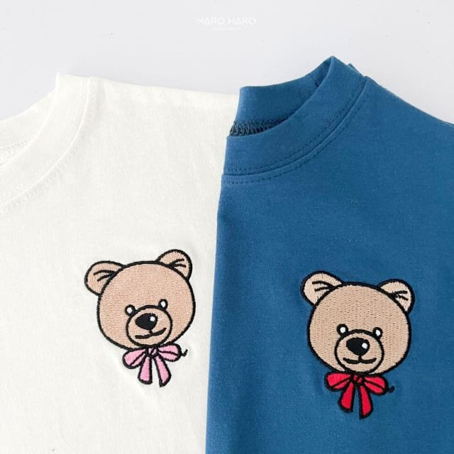 Haro Haro - Korean Children Fashion - #fashionkids - Bear Ribbon Embroidery Tee - 6