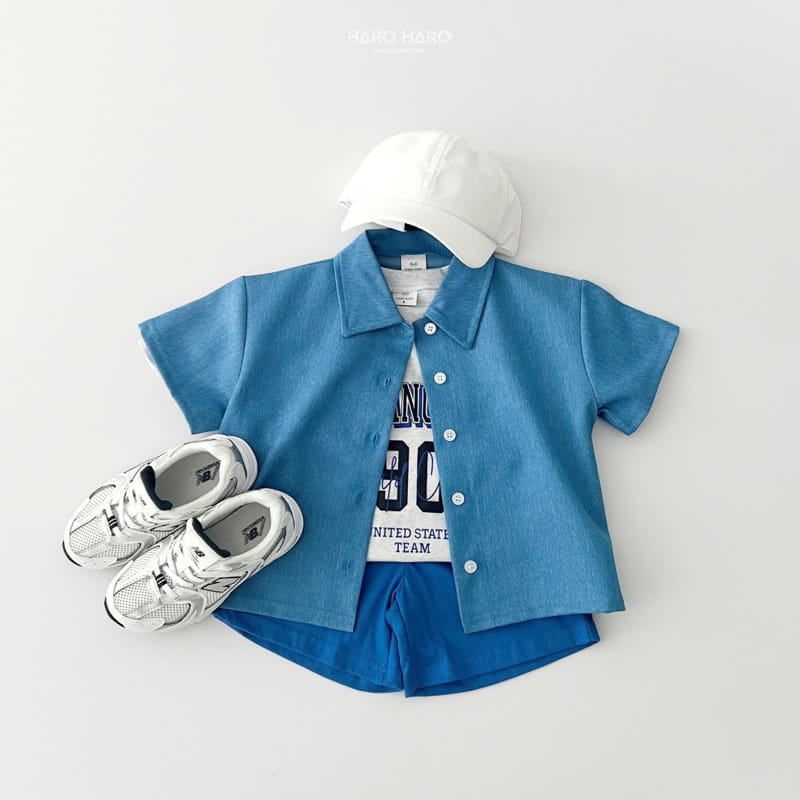 Haro Haro - Korean Children Fashion - #kidsshorts - Denim Short Sleeve Shirt - 9