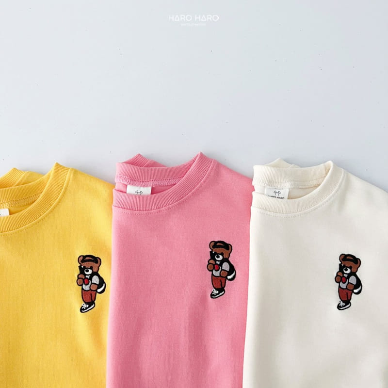 Haro Haro - Korean Children Fashion - #kidzfashiontrend - Selfie Bear Short Sleeve Sweatshirt - 7
