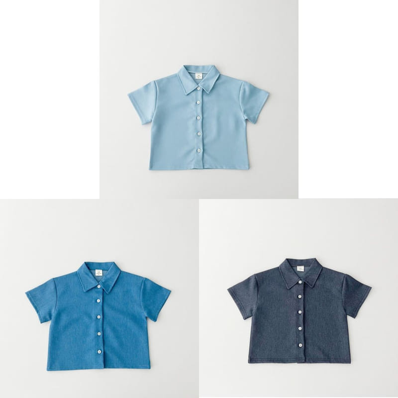 Haro Haro - Korean Children Fashion - #toddlerclothing - Denim Short Sleeve Shirt - 2