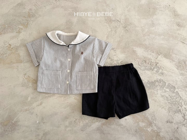 Hi Byebebe - Korean Baby Fashion - #babyoutfit - Bebe Sharp Collar Top Bottom Set - 2