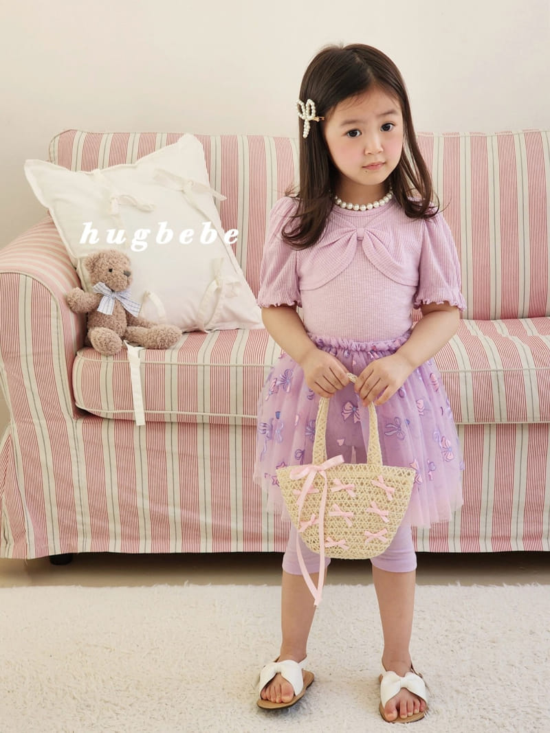 Hug Bebe - Korean Children Fashion - #stylishchildhood - Front Ribbon Rib Puff Tee - 4