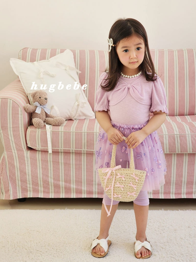 Hug Bebe - Korean Children Fashion - #childrensboutique - Front Ribbon Rib Puff Tee - 5