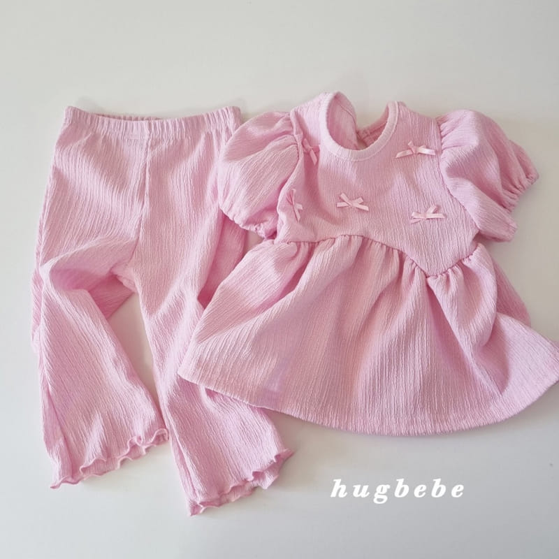 Hug Bebe - Korean Children Fashion - #childrensboutique - Love You Ribbon Puff Top Bottom Set - 5
