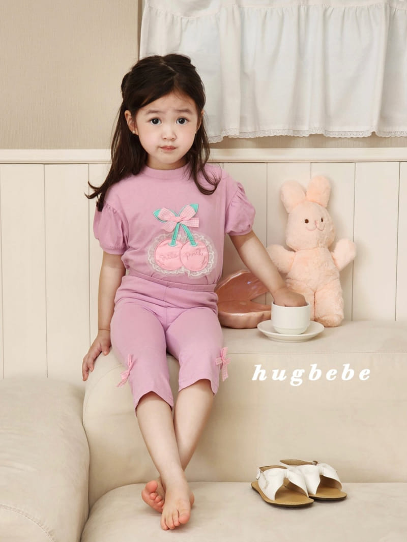 Hug Bebe - Korean Children Fashion - #designkidswear - Ribbon Cherry Puff Tee