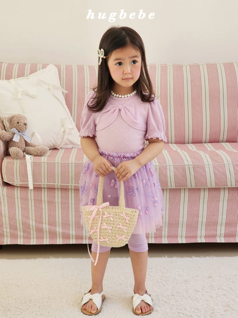 Hug Bebe - Korean Children Fashion - #fashionkids - Front Ribbon Rib Puff Tee - 8