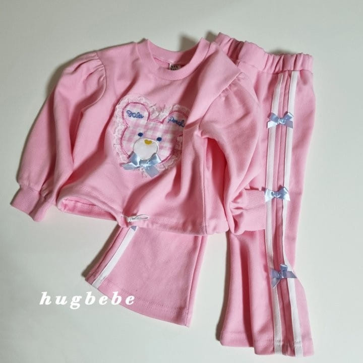 Hug Bebe - Korean Children Fashion - #fashionkids - Ribbon Bear Top Bottom Set - 2