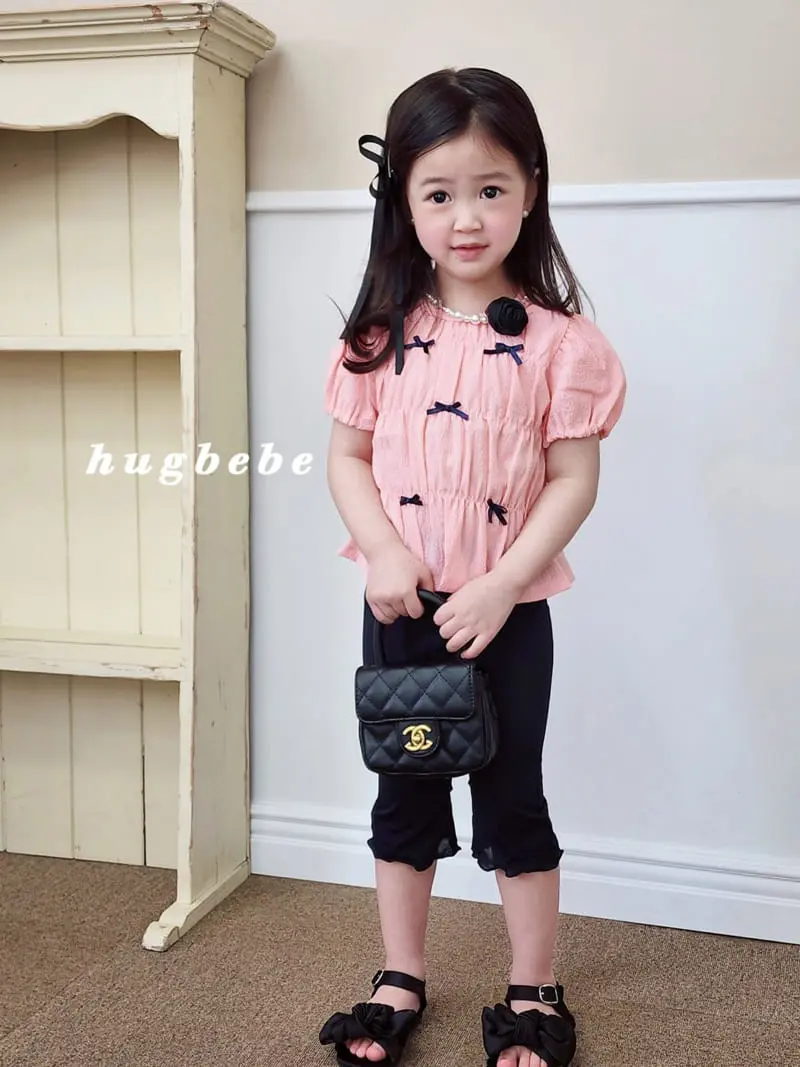 Hug Bebe - Korean Children Fashion - #kidsshorts - Mini Ribbon Puff Blouse - 6