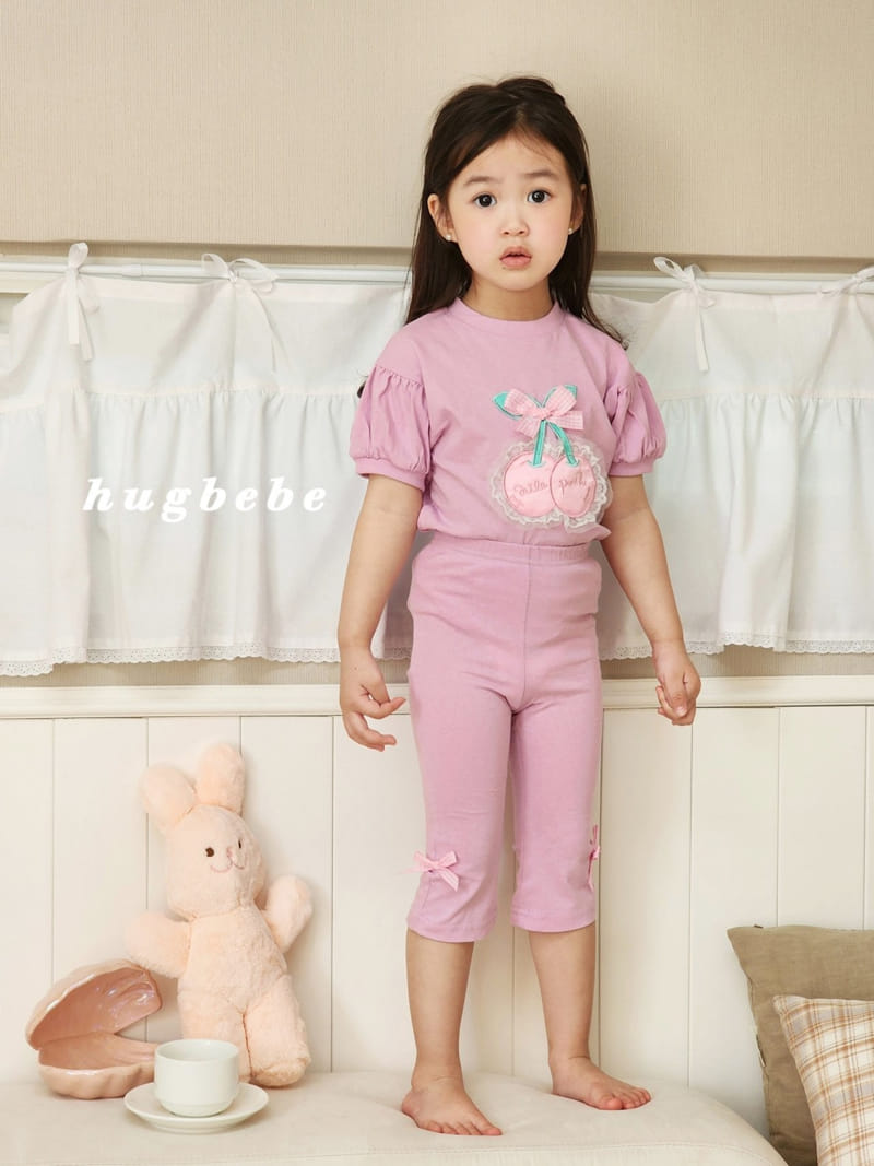 Hug Bebe - Korean Children Fashion - #fashionkids - Ribbon Cherry Puff Tee - 4