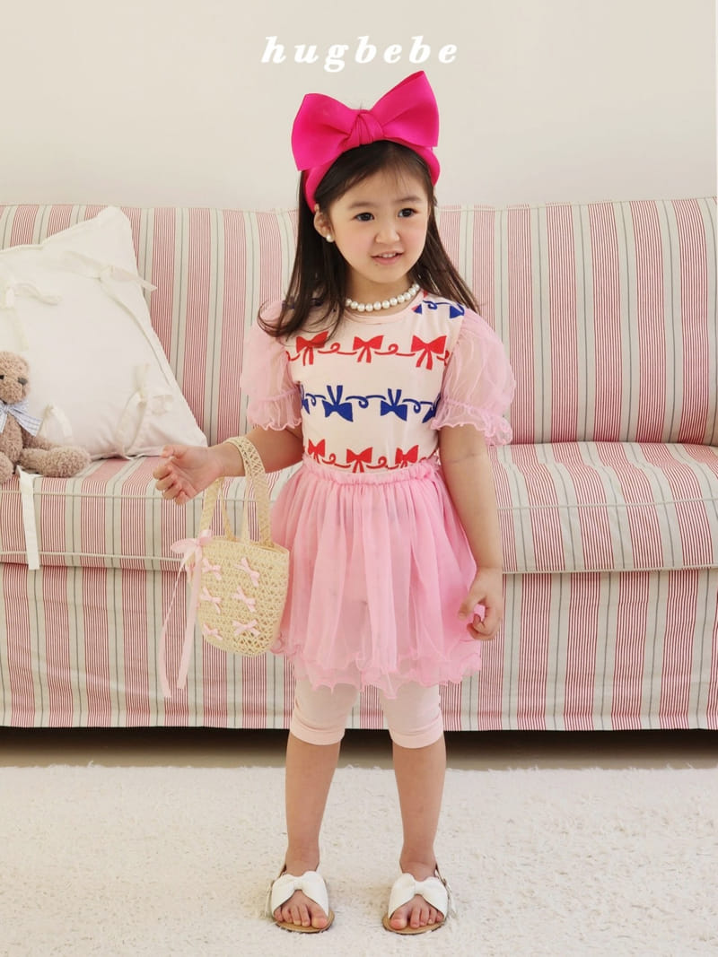 Hug Bebe - Korean Children Fashion - #kidsshorts - Nobang Puff Ribbon Paint Tee - 7