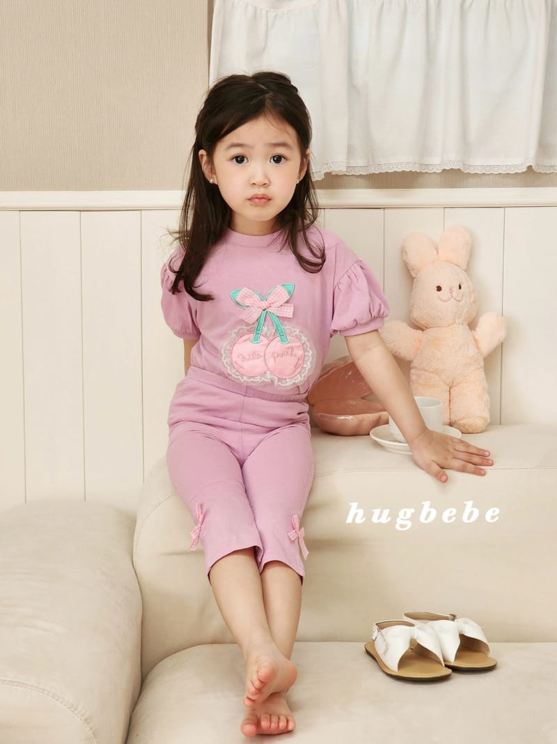 Hug Bebe - Korean Children Fashion - #kidsstore - Ribbon Cherry Puff Tee - 5