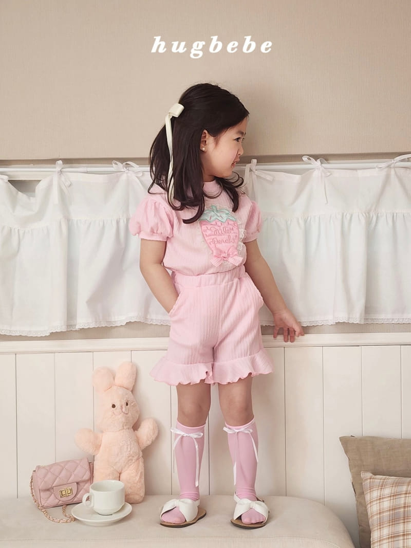 Hug Bebe - Korean Children Fashion - #minifashionista - Pink Berry Puff Tee - 2