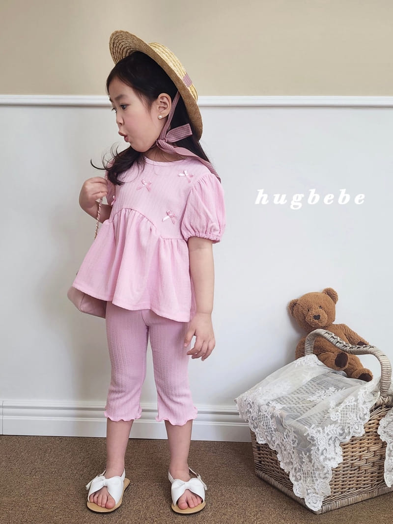 Hug Bebe - Korean Children Fashion - #prettylittlegirls - Love You Ribbon Puff Top Bottom Set - 2