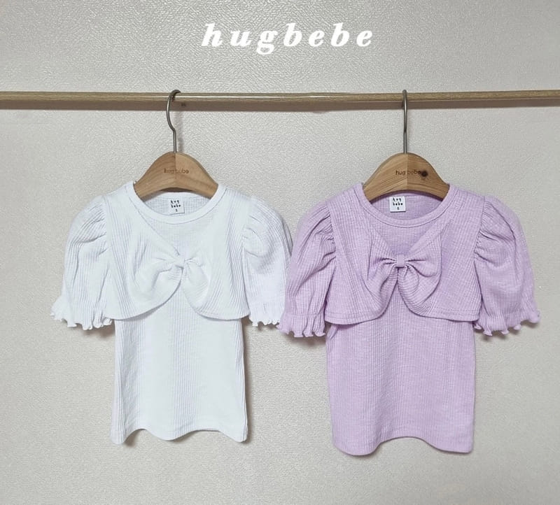 Hug Bebe - Korean Children Fashion - #stylishchildhood - Front Ribbon Rib Puff Tee - 3