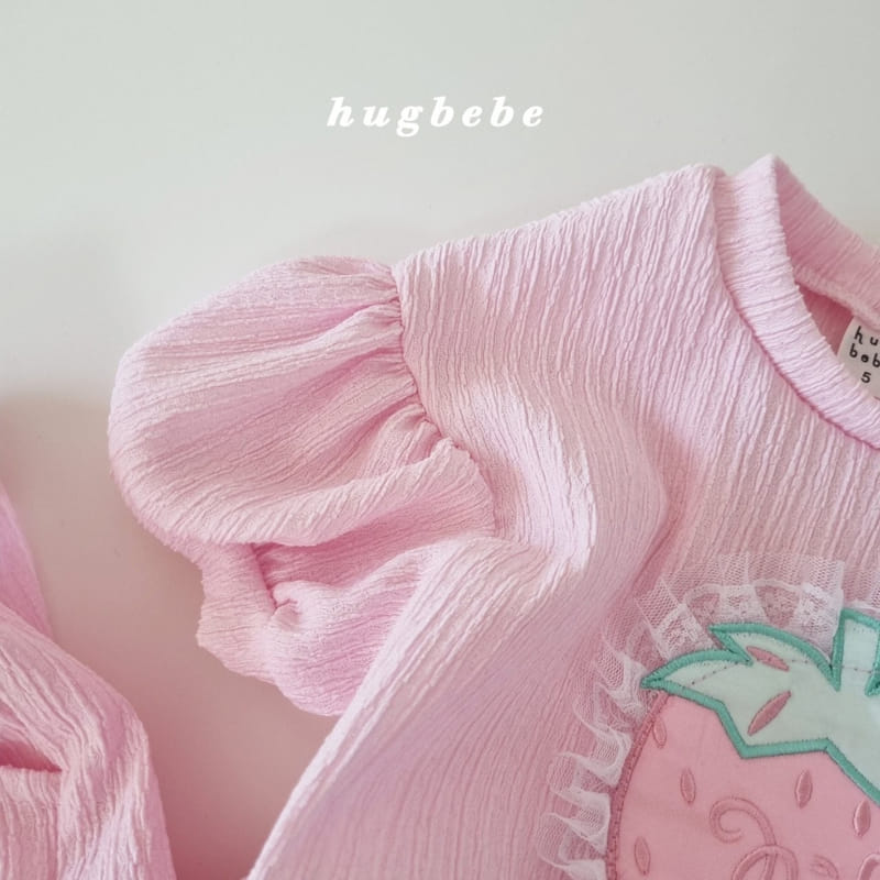 Hug Bebe - Korean Children Fashion - #toddlerclothing - Pink Berry Puff Tee - 5