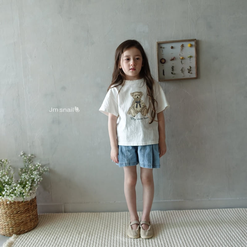 Jm Snail - Korean Children Fashion - #discoveringself - Ribbon Bear Paint Tee
