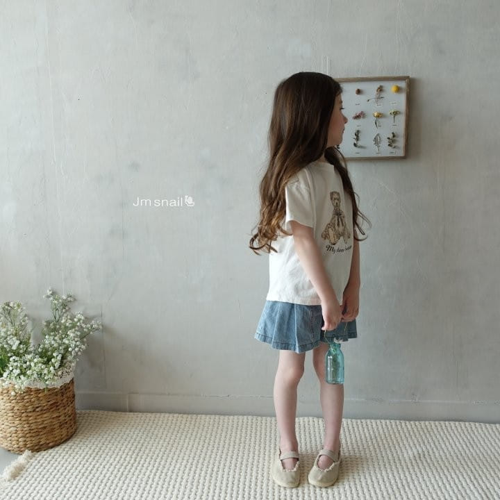 Jm Snail - Korean Children Fashion - #fashionkids - Wrinkle Denim Skirt Shorts - 2