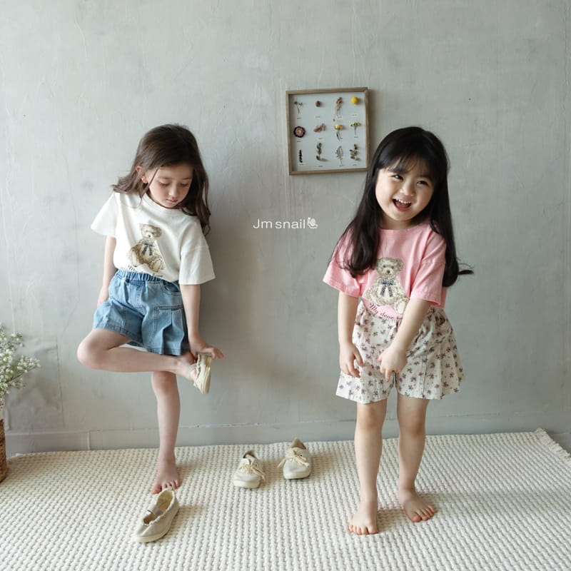 Jm Snail - Korean Children Fashion - #kidsshorts - Ribbon Bear Paint Tee - 3